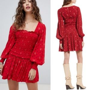 Free People red floral mini dress, S Small BNWT!